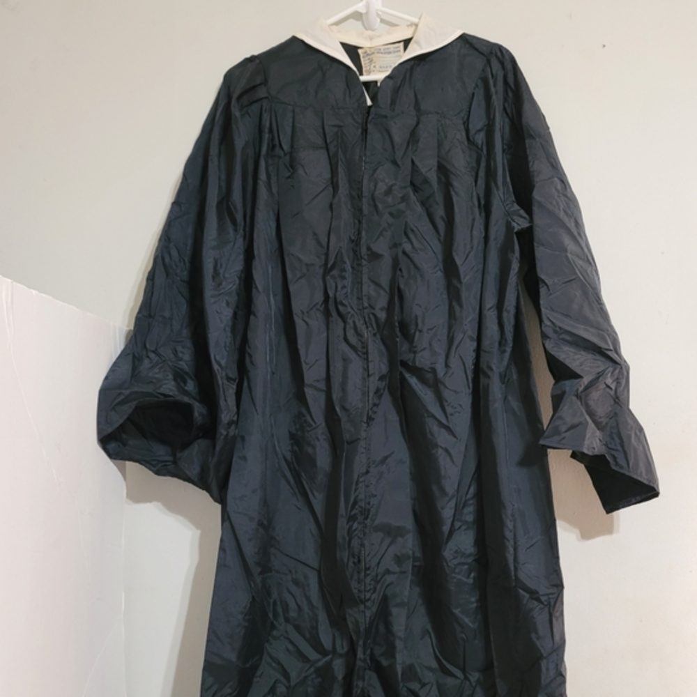 Vintage graduation cap and gown size Medium Black Halloween‎ costume harry Zip